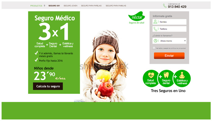 Diseño Landing page promoción | Néctar Seguros